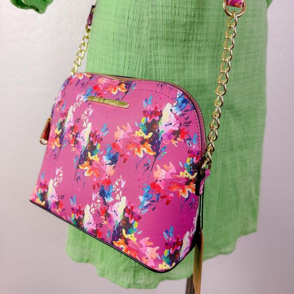 Steve Madden Chain Faux Leather Strap Floral Crossbody Bag Purse Cute Girly NWT - Picture 1 of 9